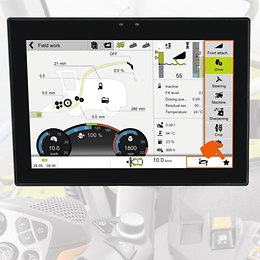 CEBIS Touchscreen.
Ein einfaches Tippen auf den Touchscreen, und das neue CEBIS Terminal reagiert. Sie haben direkten Zugriff auf alle Maschinenfunktionen – z.B. auf das Favoritenmanagement. -